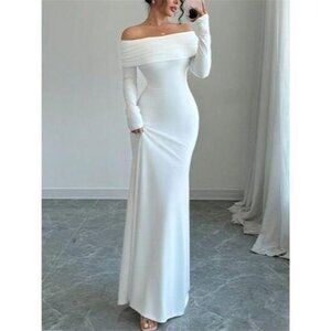 Off-Shoulder Long Sleeve Bodycon Maxi Dress